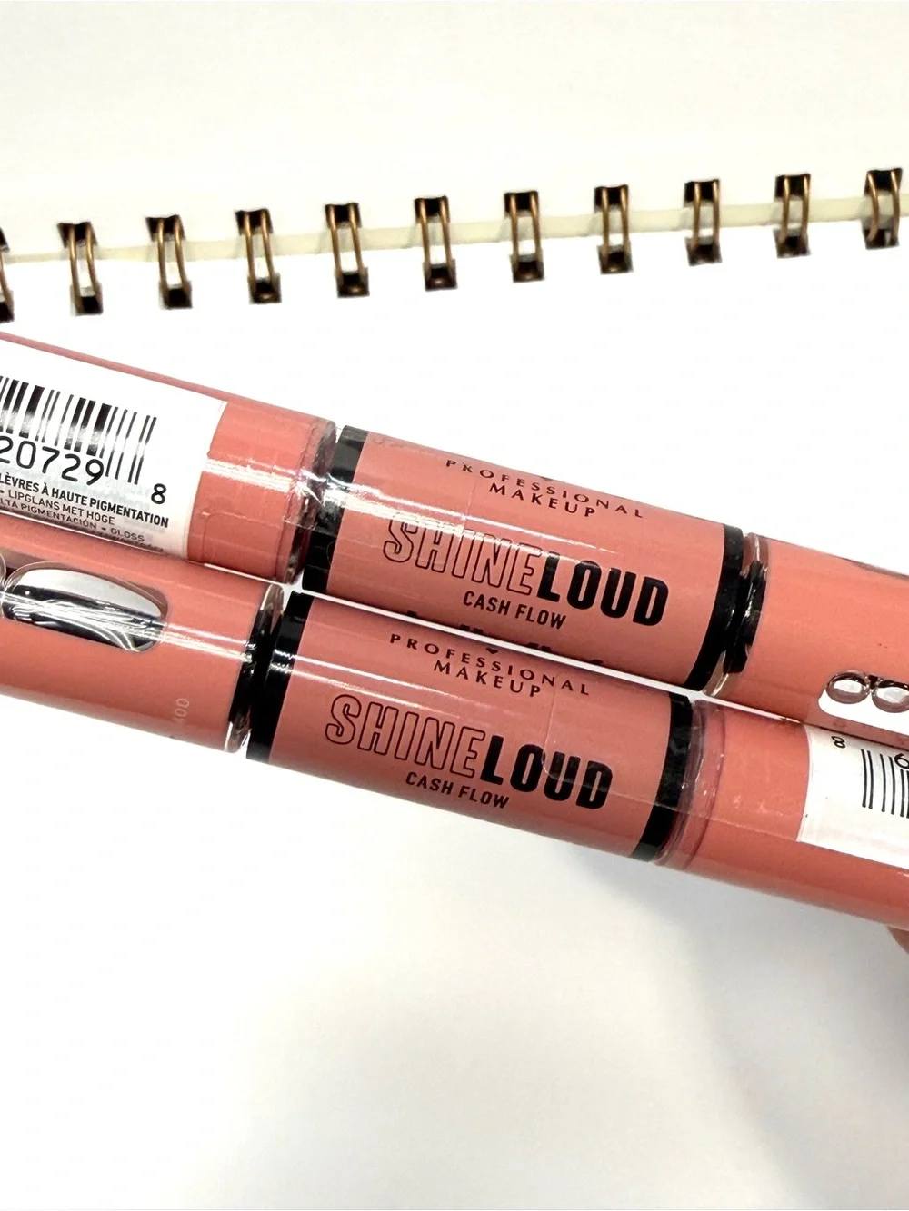 NYX Shine Loud Cash Flow Lot of 2 NEW Liquid Lip Gloss 0.11 oz Dual Ended
